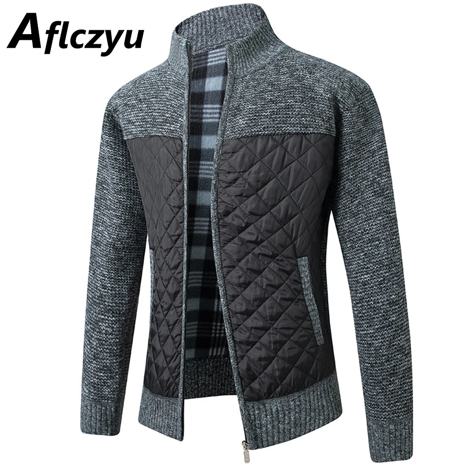 Knitted Jacket Men Spring Autumn Patchwork Jacket Coat Fashion Casual Knitted Coats Male Outerwear