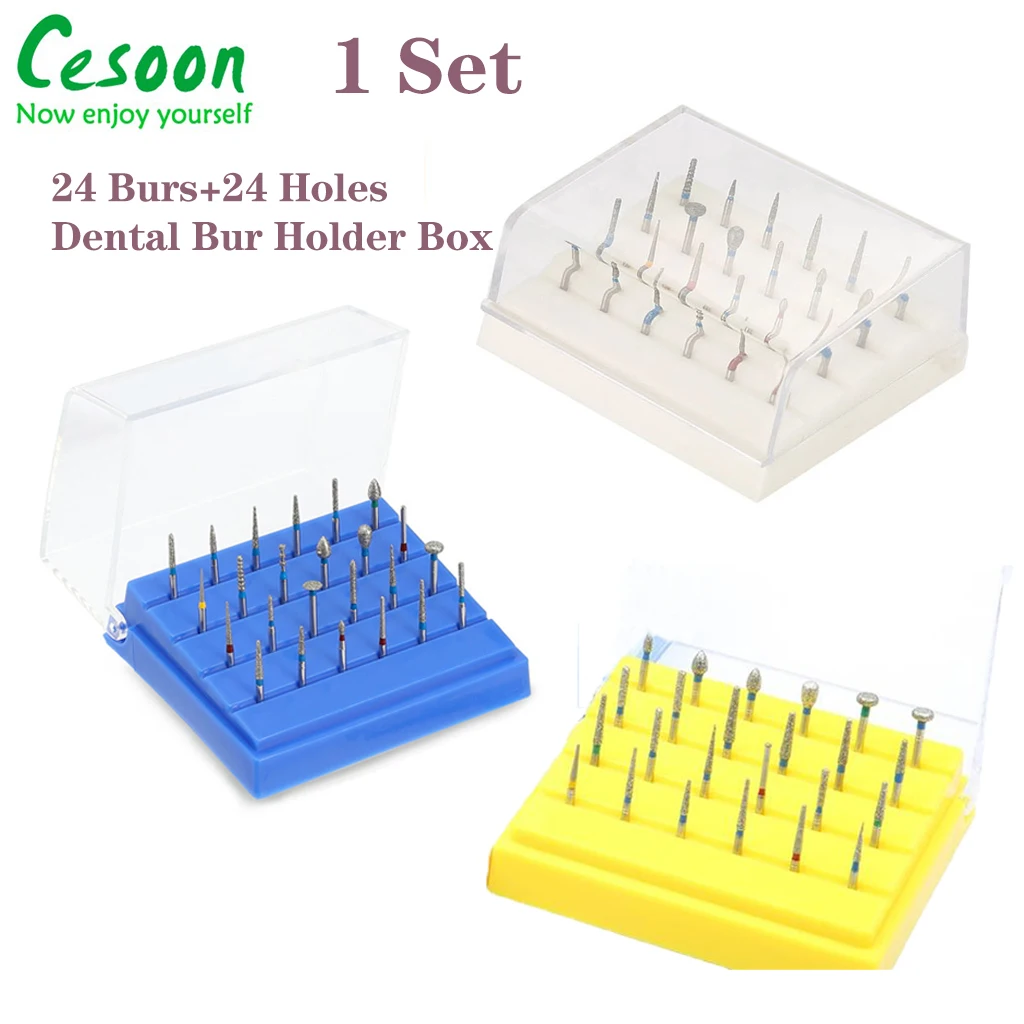 

1Set 24 Burs+24 Holes Plastic Dental Bur Holder Disinfection Block Case Box Dentist Item Lab Equipment Dentistry Supplies