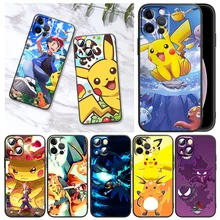 

Anime Pokemon Pikachu For Apple iPhone 13 12 Pro Max Mini 11 Pro XS Max X XR 6 7 8 Plus SE2020 Black Phone Case Funda Capa