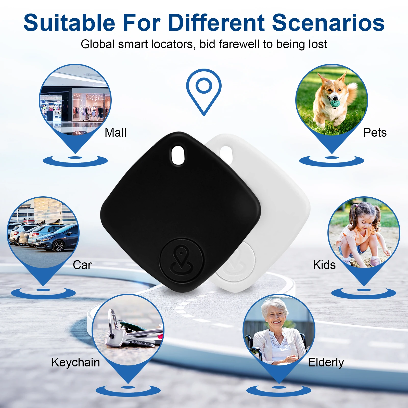 Smart Keys Finder BT Luggage Tracker Works With Apple Find My (iOS only) Item Locator GPS Tracker For Keys Wallet Suitcase Bags