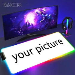 Customized RGB LED Illuminated Large Mousepad with HD Personalized Image, Anti - Slip Rubber Desk Mat - RGB 350x250x3mm (DIY)