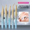 Isunley Stainless Steel Professional Eyelash Extension Tweezers Set Lash Tweezersfor Volume Isolation and Classic Lashes 1