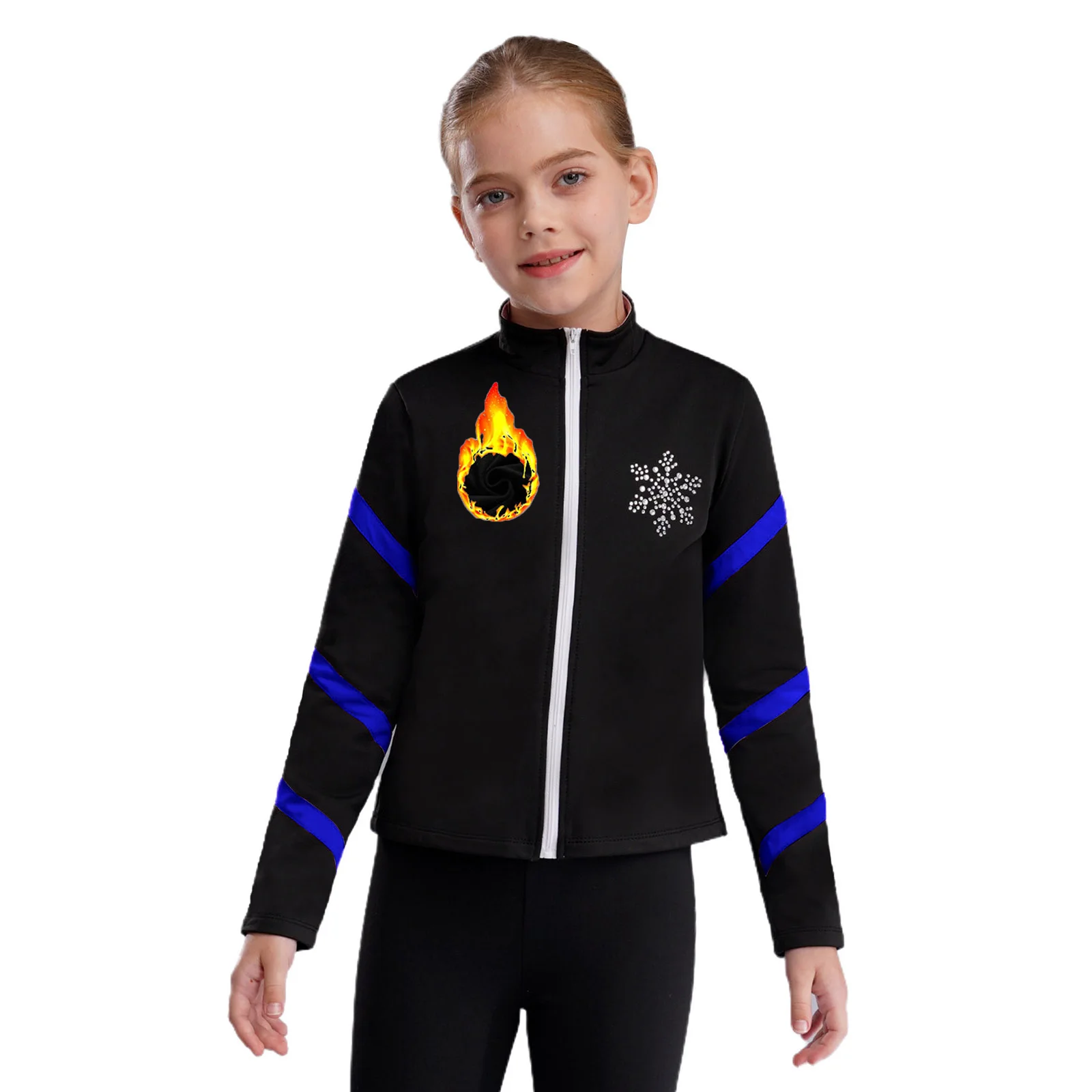 Children Zipper Sweatshirt Kids Girls Fleeces Jacket Coat Tops for Figure Ice Skating Coats Gym Gymnastics Workout Sportswear