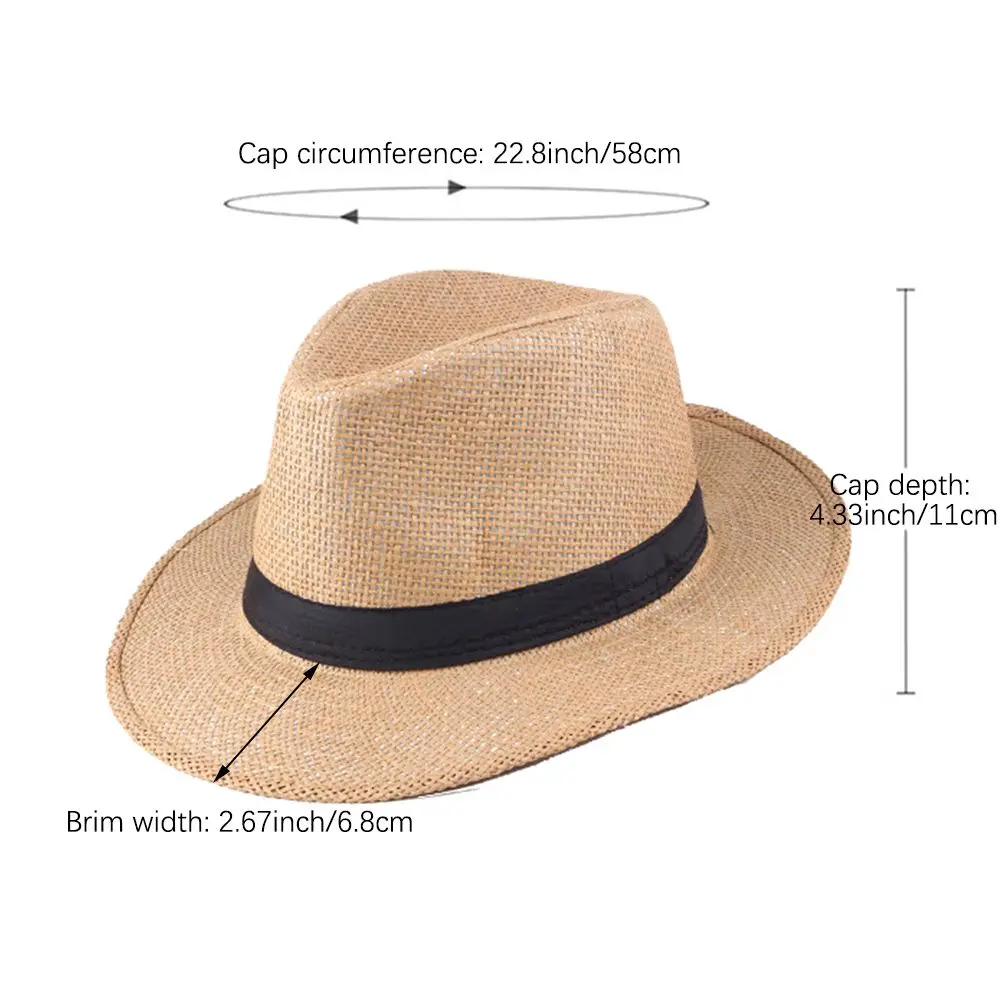 Men Handmade Straw Panama Hat Cowboy 
