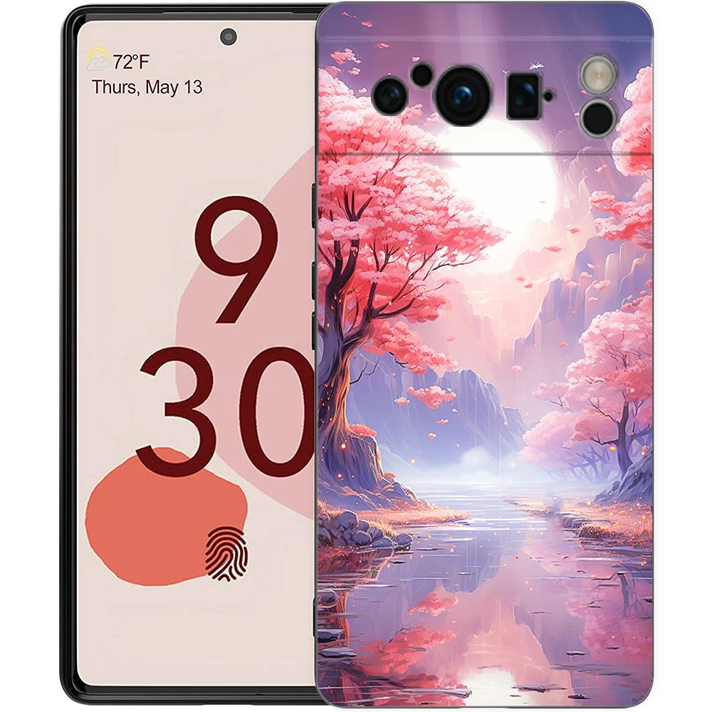 Pink Spring Cherry Blossoms Shockproof Silicone Phone Case Cover