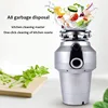 220V 560W Silver Food Waste Disposer Shredder Kitchen Waste Disposal Stainless Steel Garbage Shredder 1200ml 6 Grade Grind 1