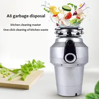 220V 560W Silver Food Waste Disposer Shredder Kitchen Waste Disposal Stainless Steel Garbage Shredder 1200ml 6 Grade Grind 1