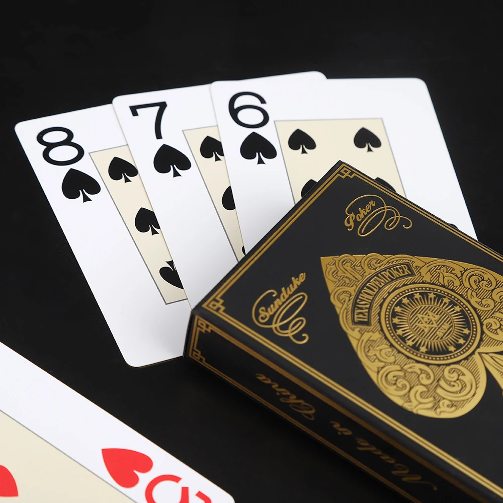 Playing Card Game Standard Index Gold/Silver Edge Playing Cards Large Character PVC Texas Hold'em Table Games Creative Poker playing cards plastic playing cards
