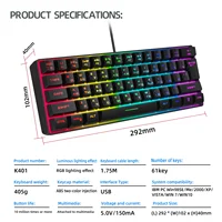 Gaming Keyboard,Russian/English RGB Backlit 61 Key Ultra-Compact Keyboard, Waterproof Mechanical Feeling Office aming Keyboards - Image 6