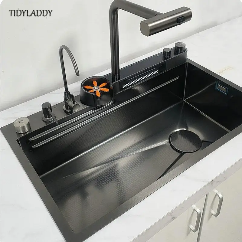 Waterfall Kitchen Sink Pull Out Waterfall Water Tap Smart Kitchen Sink Multifunction Kitchen Faucets Novel Kitchen Accessorie 2