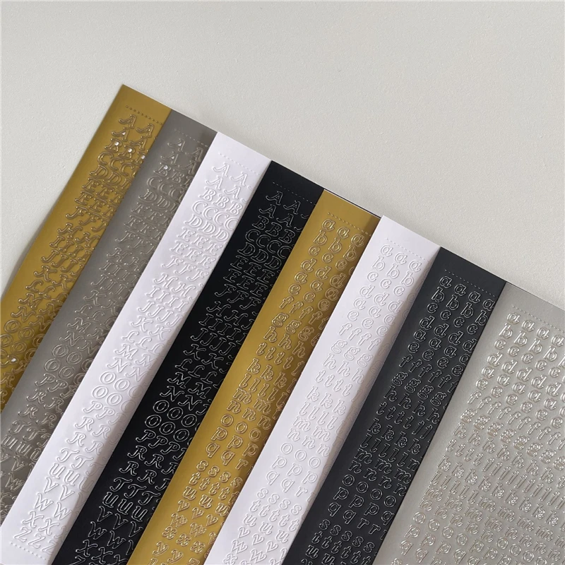 

1 Sheet PVC Waterproof Durable Korean Golden Silver English Letter Stickers For DIY Photos Albums Decoration