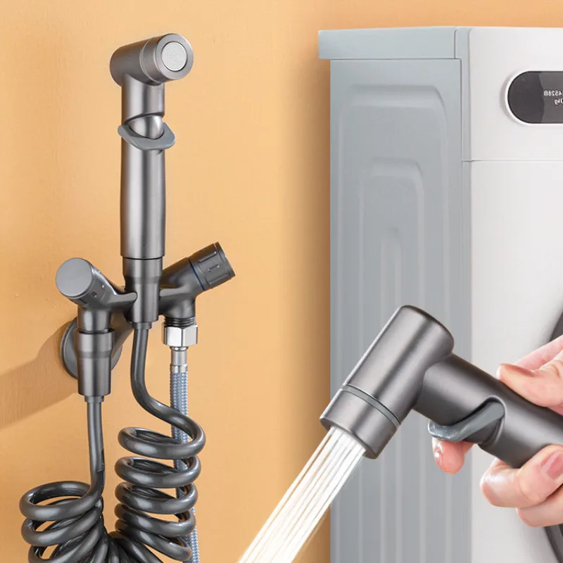 Wall Mounted Toilet Bidet Faucet Set Brass Double Use Bidet Faucet