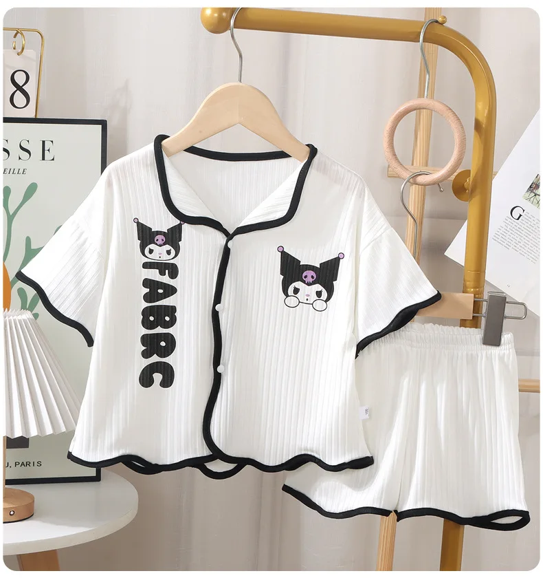 Kuromi Anime Cartoon Girl T Shirt Home Clothes Kawaii Sanrio Summer New Ice Silk Short-Sleeved Shorts Suit Kids Soft Breathable 14 S6334cdb3df1242bfa8a87d69e5b55786n