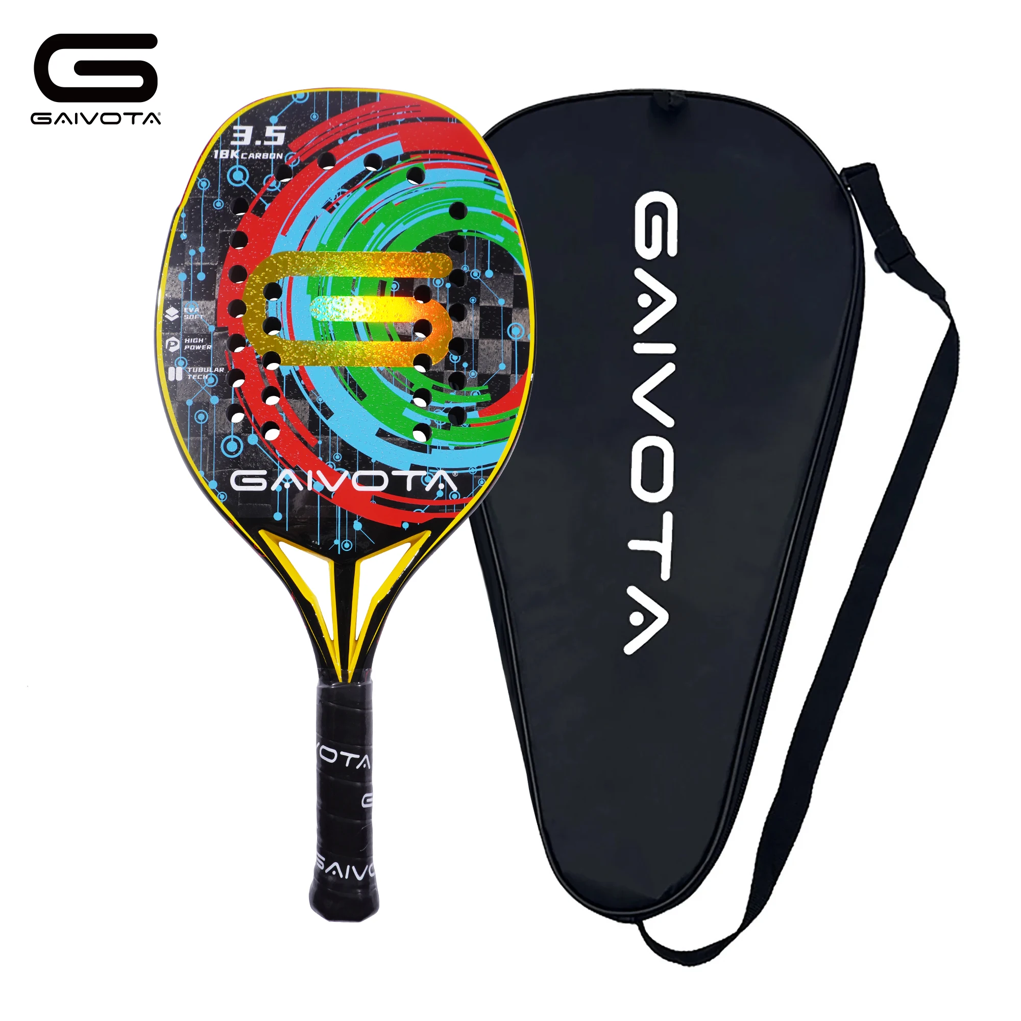 GAIVOTA beach tennis racket carbon 18K strap bag for intermediate to advanced athletes