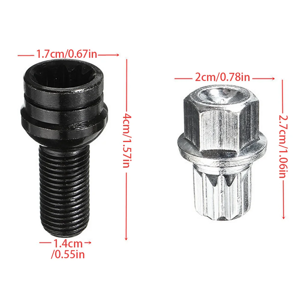 Anti-theft Wheel Screw Bolt and Lock Lug Nut 1set For VW Golf Jetta Beetle Passat Audi Car Fit 14mmX1.5MM Car Accessories