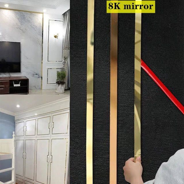 3m Mirror Strips Wall Decoration  Golden Mirrors Wall Decoration