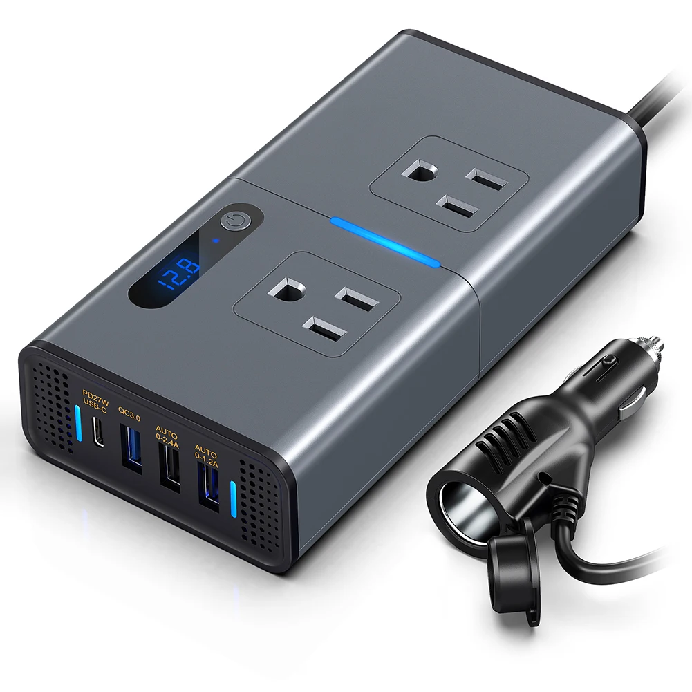 

200W Car Power Inverter DC 12V to AC 110V Converter Auto Inversor Power Adapter Type C USB Charger Transformer Car Accessories