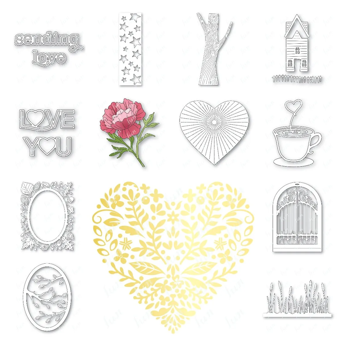 

Pinpoint Burst Heart Sending Love Metal Cutting Dies DIY Handmade Embossing Stencil Making Scrapbooking Greeting Card Decoration