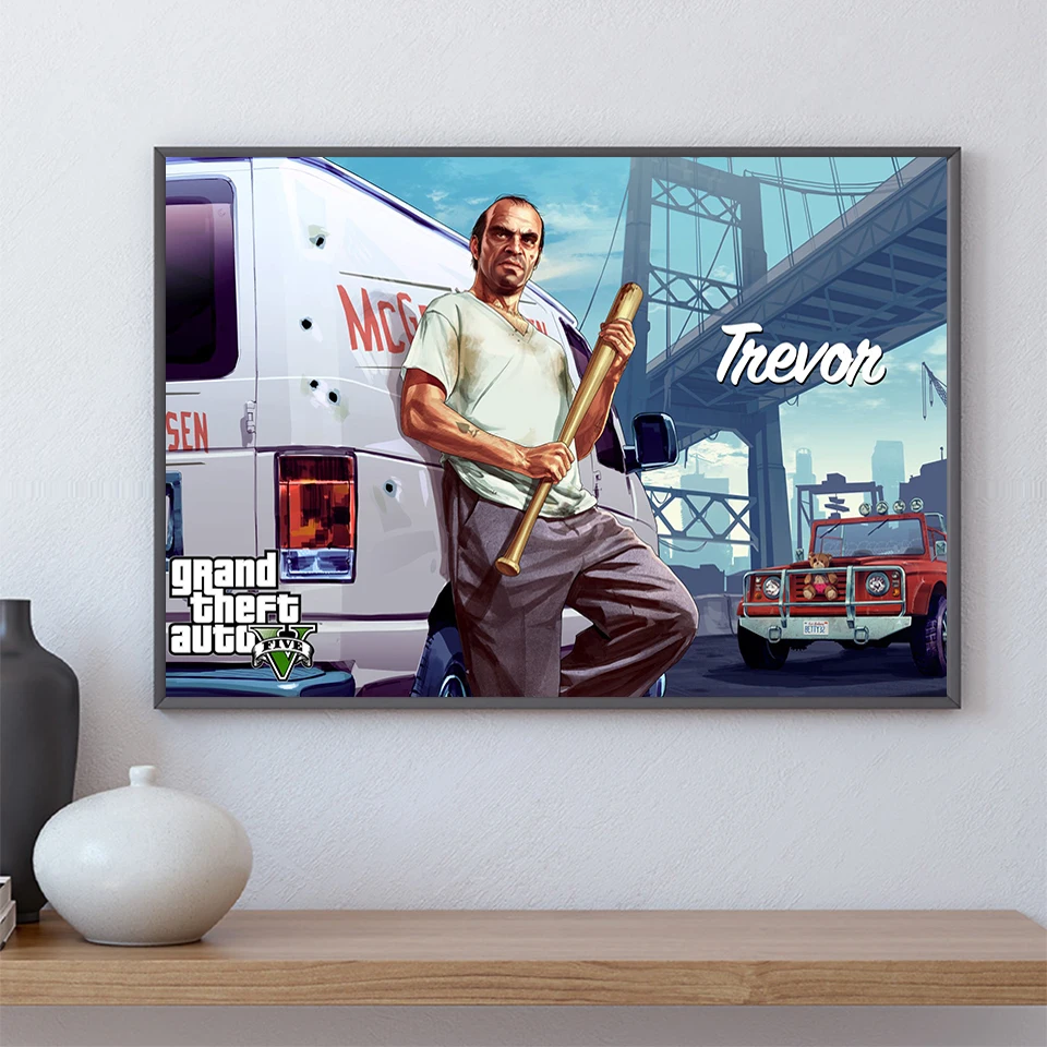 GTA Grand Theft Auto V Game Gift Posters Wall Art Pictures Canvas Paintings Decoration for Living Room Bedroom Home Decor