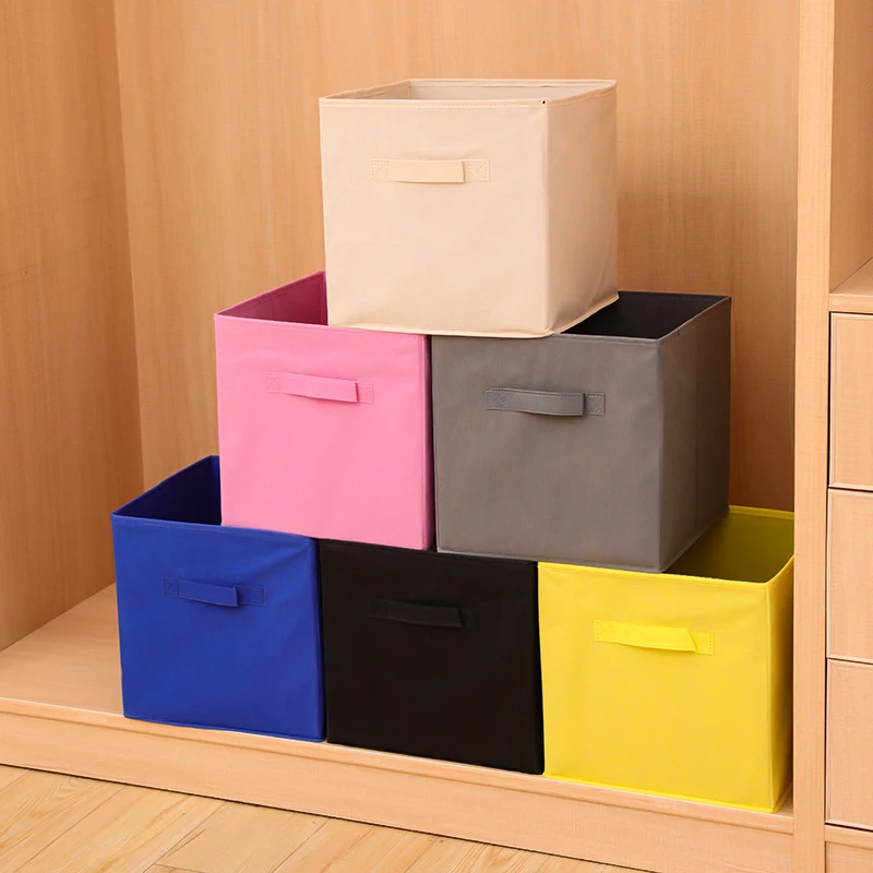 WithHandleStorageBasketNonwovenFoldingFabricStorageBoxCube