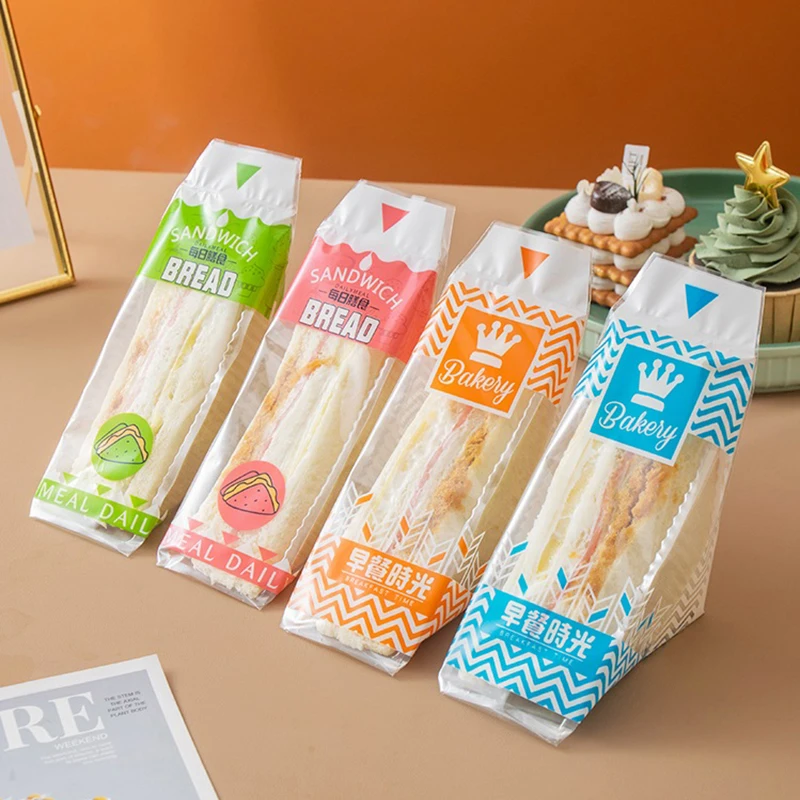 100 Pieces Transparent Anti-Fog Disposable Triangle Sandwich Bags 17.5x23.5cm for Sandw... - SKU TSB01204 - UGI Packaging