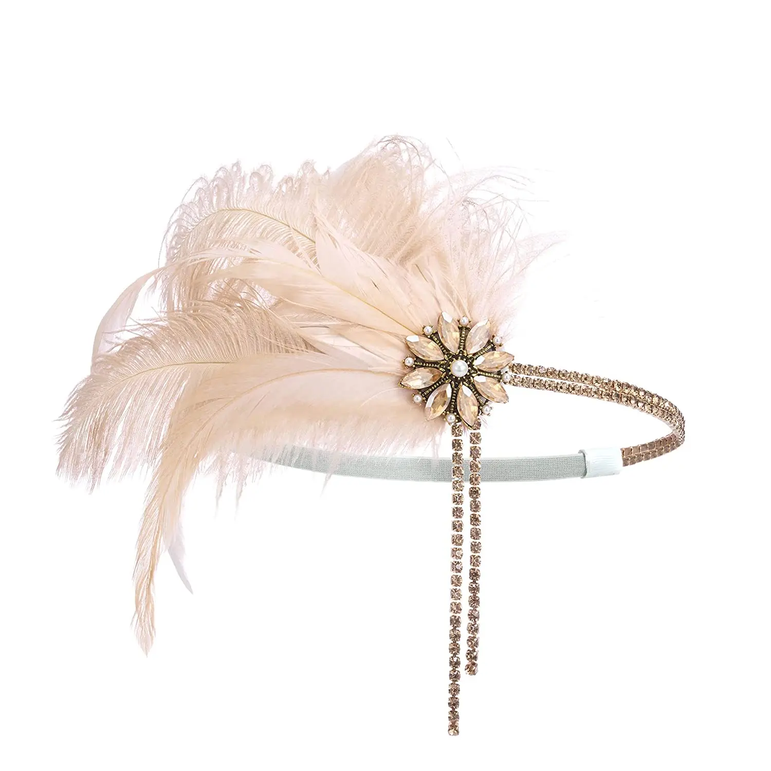 

Elegant 1920s Headpiece Flapper Headband Rhinestone Feather Hair Band Great Gatsby Headpiece Accessoreis for Girls