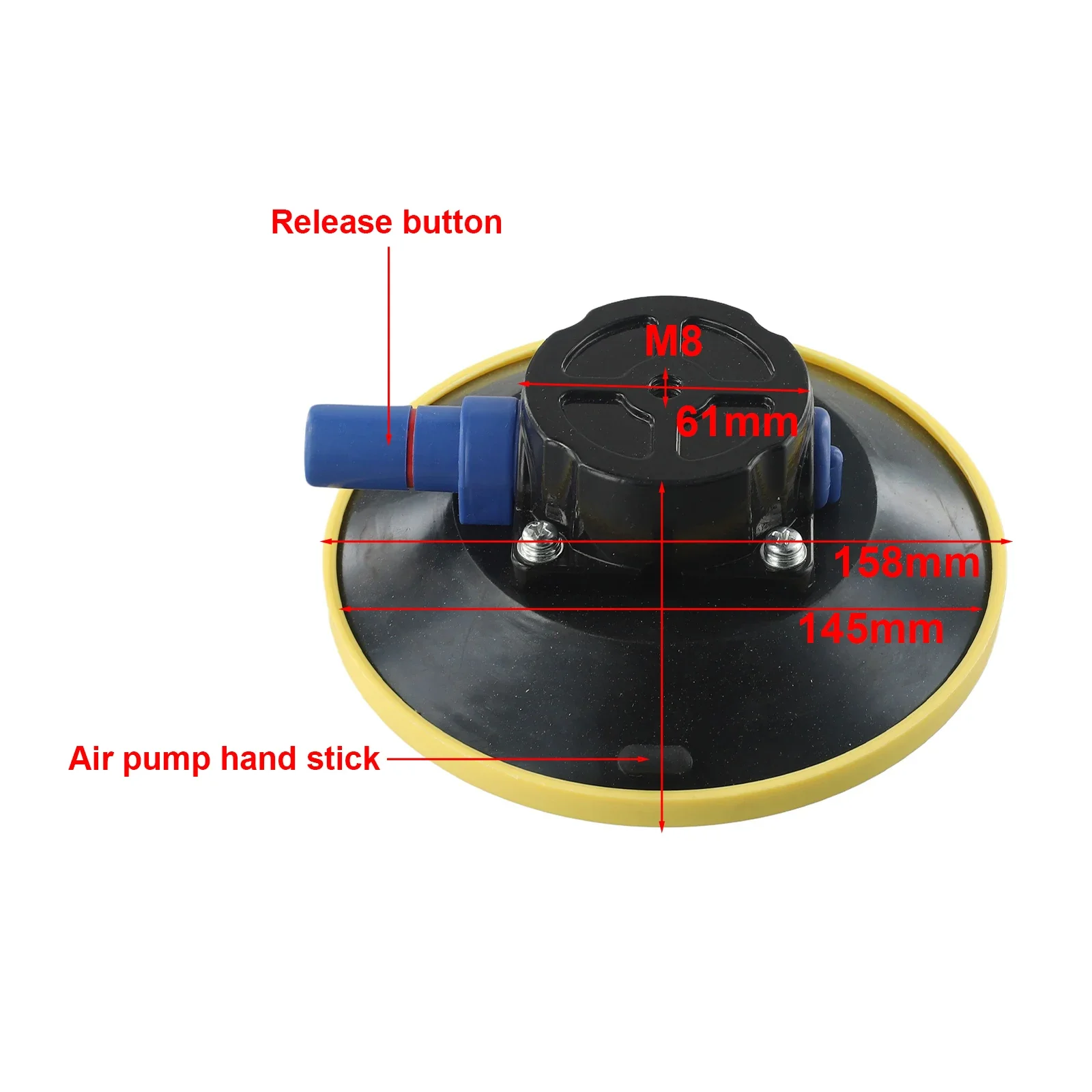 4,5 inch 125 mm concave vacuümkop, zware handpomp met zuignap