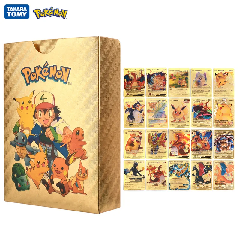 55-110Pcs Carte Pokemon Pocket Monsters Gold Silve Card Pikachu Rare Collection Battle Trainer Cards Vmax Gx Card Box Giocattoli Per Bambini