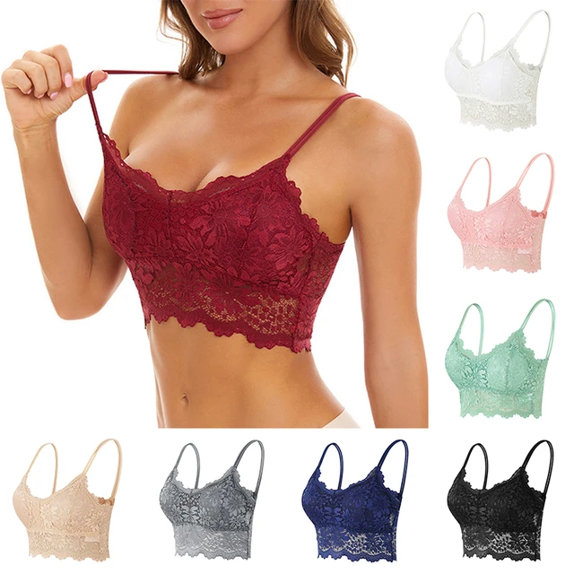 New Women Lace Bras Top Comfortable Bralette Solid Color Sexy Underwear  Vest Female Hollow Out Wireless Lingerie Seamless Bra - AliExpress