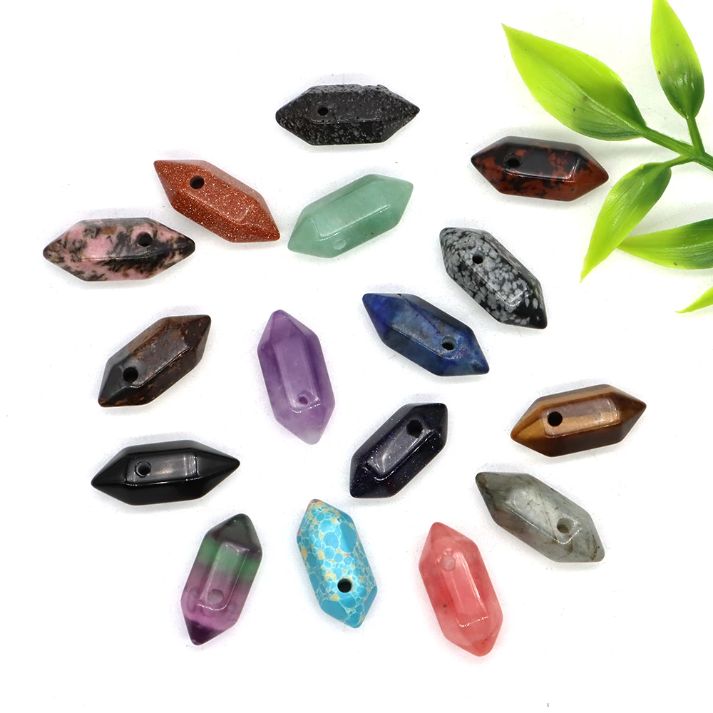 

High Quality Hexagon Shaped Pendant Natural Amazonite Amethysts Energy Ore Stone Bead For Jewelry Making DIY Necklace Bracelet