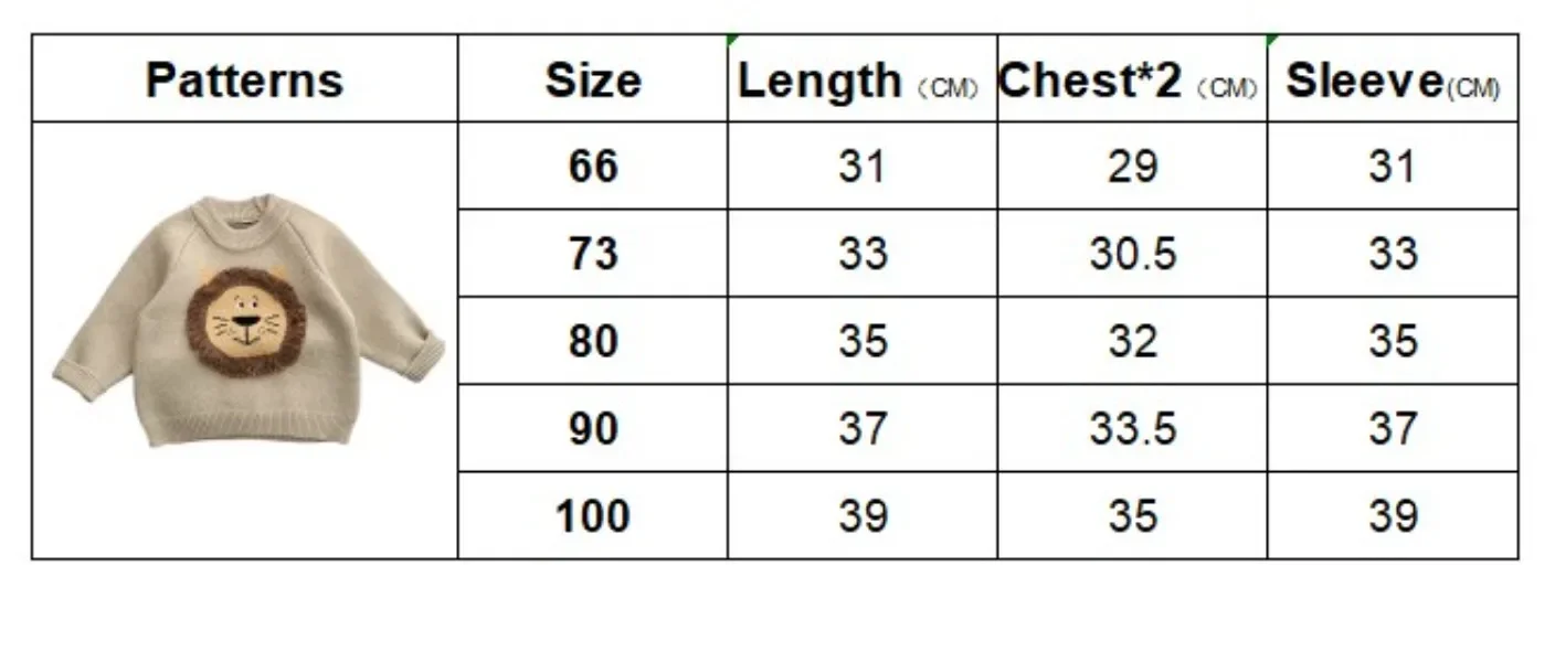 Autumn Winter Kids Cartoon Lion Knitted Sweater Baby Girl Thicken Casual Warm Pullover Knitwear Boys Children Retro Tops Clothes baby girls sweater