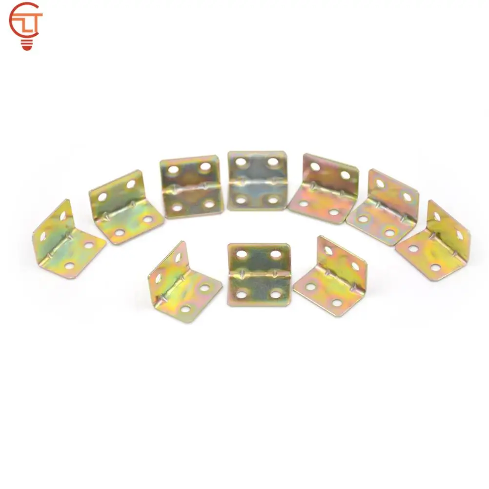 10Pcs 29*20*4mm 90 Degree Metal Right Angle Bracket Shelf Support 4 Holes