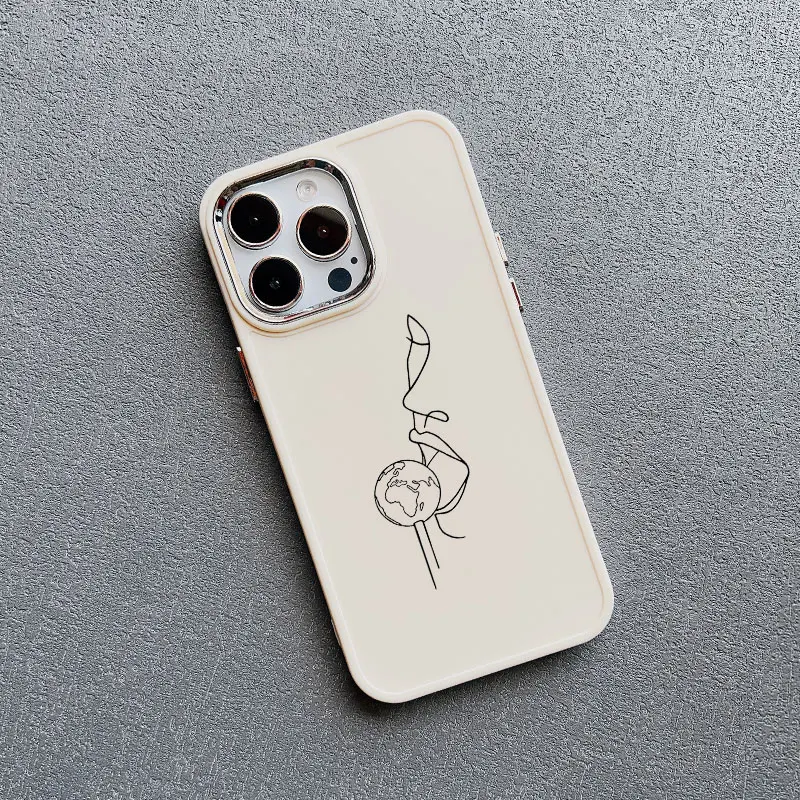 Sleek Abstract Geometric Face Art Silicone Phone Case