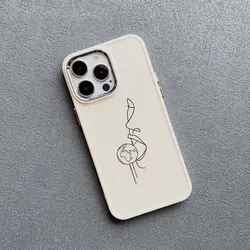 Sleek Abstract Geometric Face Art Silicone Phone Case - iPhone 13 (YJ - Beige XTH 7)