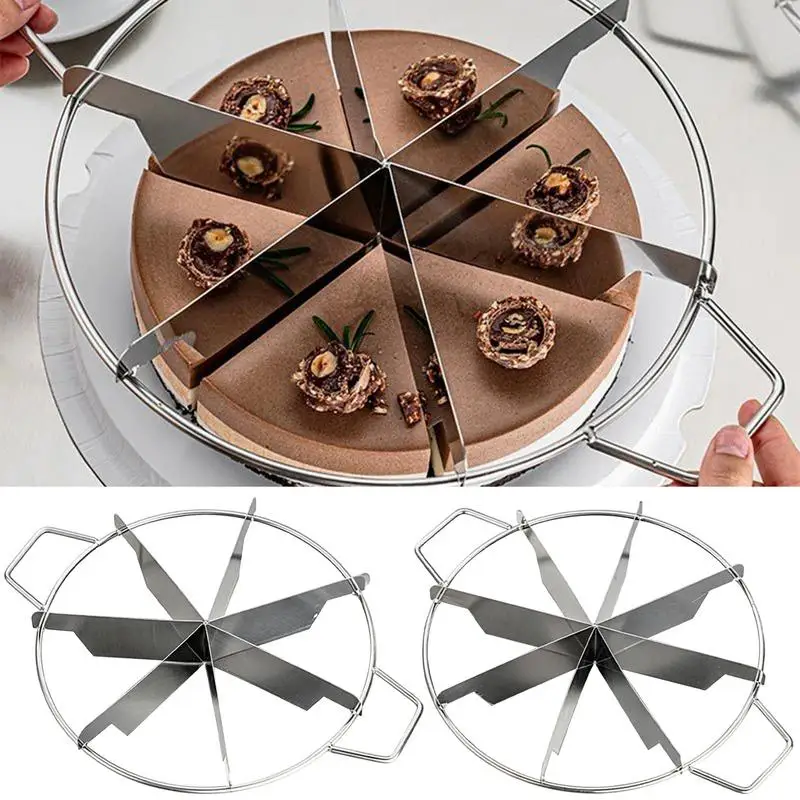 Stainless Steel Cake Divider 6/7/8 Divisions Pizza Cutter Cheesecake Slicer Round Pastry Cheese Pizza Cutting Press Machine Tool