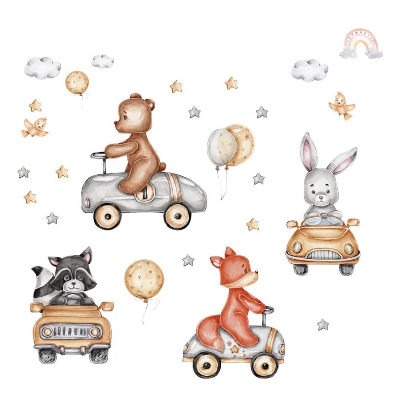 Wall stickers for children rooms Animals Bear Rabbit Balloon