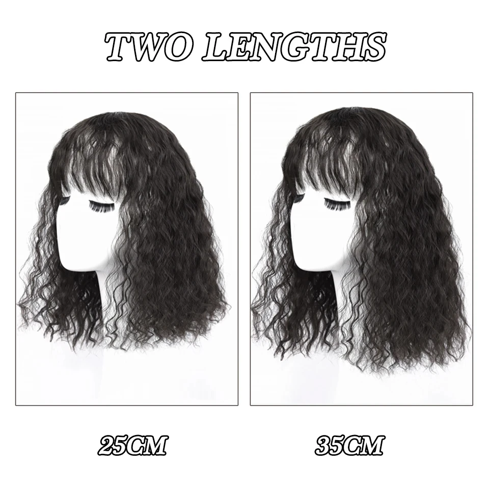 Synthetic Hair Topper with Bangs Clip for White Hair Coverage