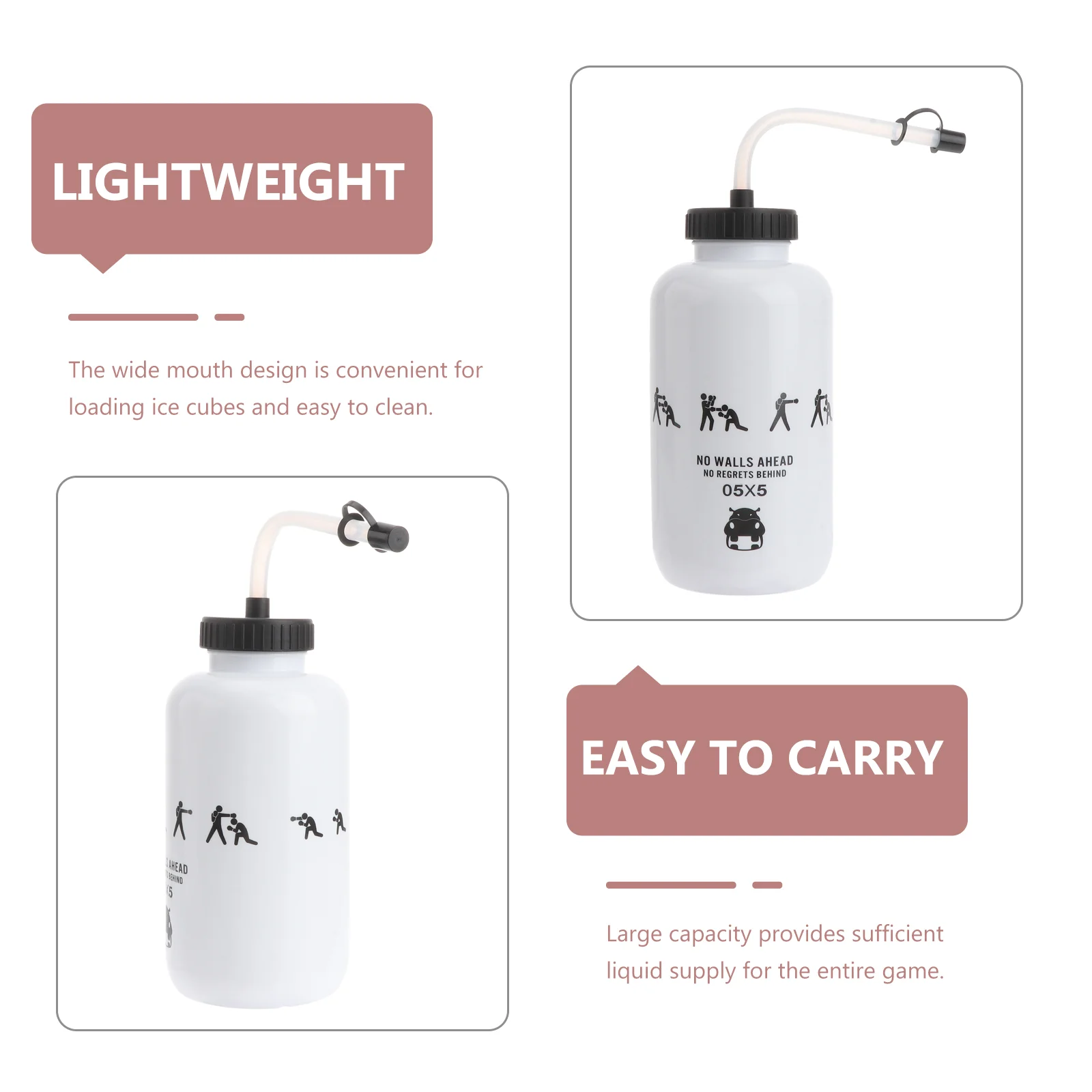 Big Water Bottle With Long Straw Plastic Goalie Boxing Big Water Bottle Liter For Sport Perfect For Football