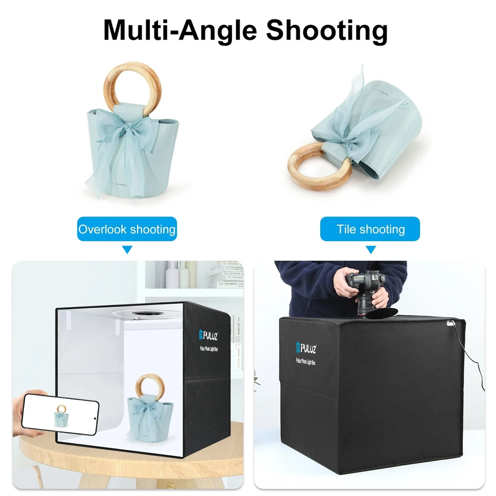 PULUZ 40/50cm Photo Studio Light Box,Photography Lightbox Dimmable Sotftbox Photo Shooting Tent Box Kits With 12 Colors Backdrop