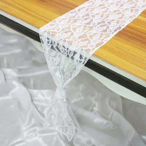 

White Black Beige Elegant Lace Flower Chair Sashes 18x275cm Chairs Bow Ties for Banquet Wedding Party Chair Cover Decoration