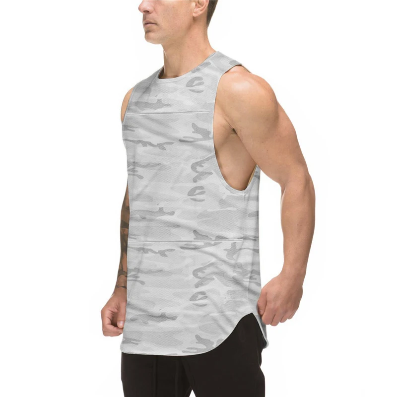 

Camouflage Gym tank top men mesh Patchwork Quick Dry bodybuilding stringer tanktop fitness singlet Muscle Sleeveless clothing
