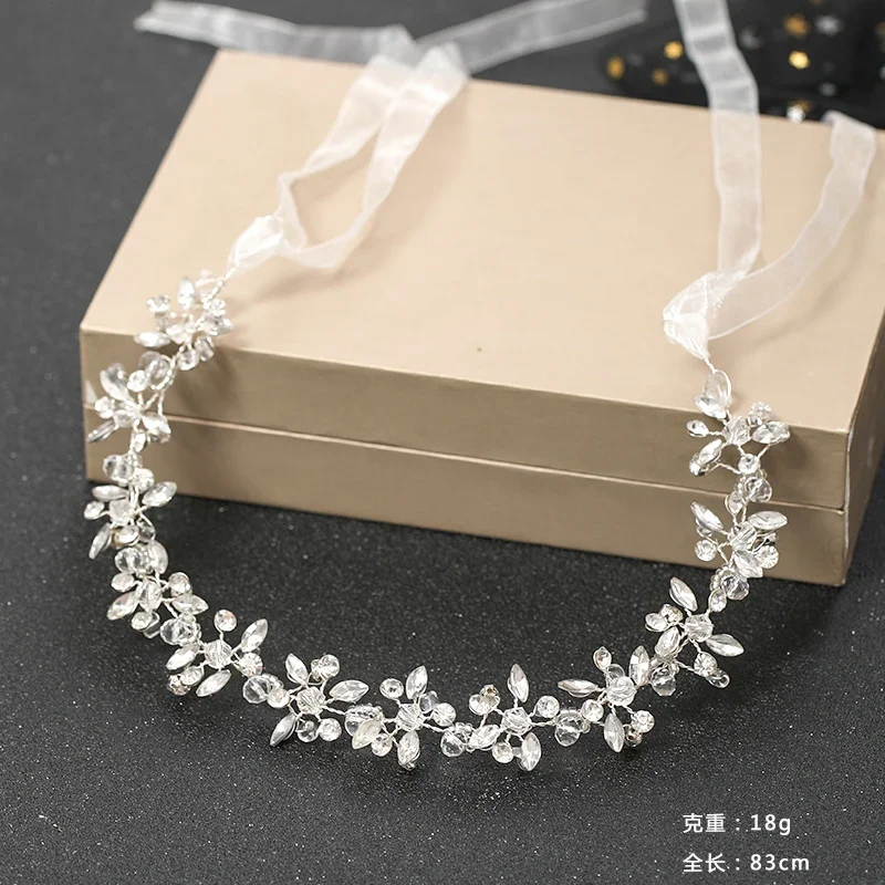 Bridal Hair Accessories Silver Color Headbands For Women Bride Handmade Crystal Rhinestone Tiaras