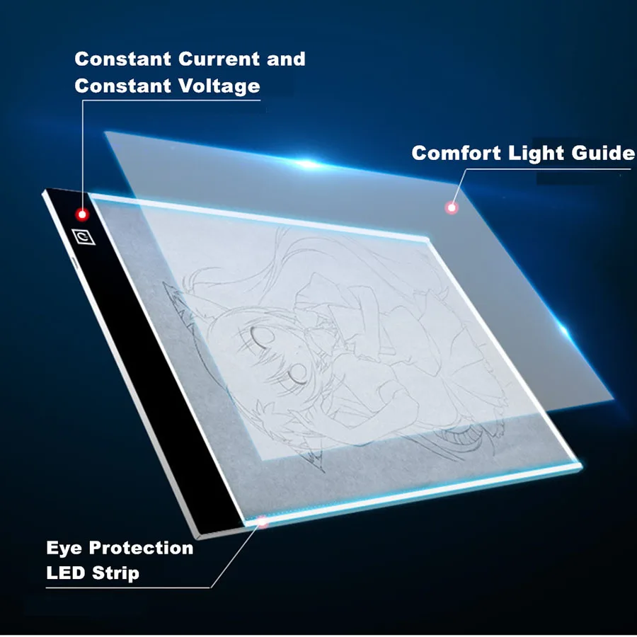 A3 / A4 / A5 Three Level Dimmable Led Light Pad Drawing Board Pad Tablet For Diamond Painting Embroidery Tools Accessories Box Set Diamond Painting Accessories Diamond Painting Tool Set