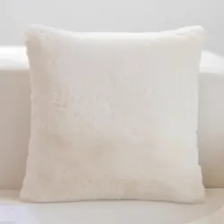 Plush Faux Rabbit Fur Pillow Cover - Ultra Soft Decorative Accent - 450mm * 450mm (Beige)