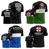 تي شيرت صيفي جديد موديل 2026 من شركة Resident Evil Umbrella Corporation - شعار أسود مميز وشعار ثلاثي الأبعاد مطبوع مثالي لمحبي الألعاب 1