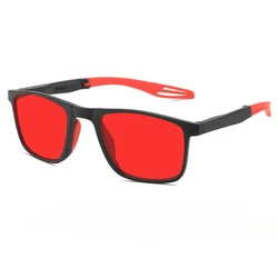 Unisex Portable Folding Minimalist Anti - Blue Light Glasses with Orange - Red Lenses (Black Red)