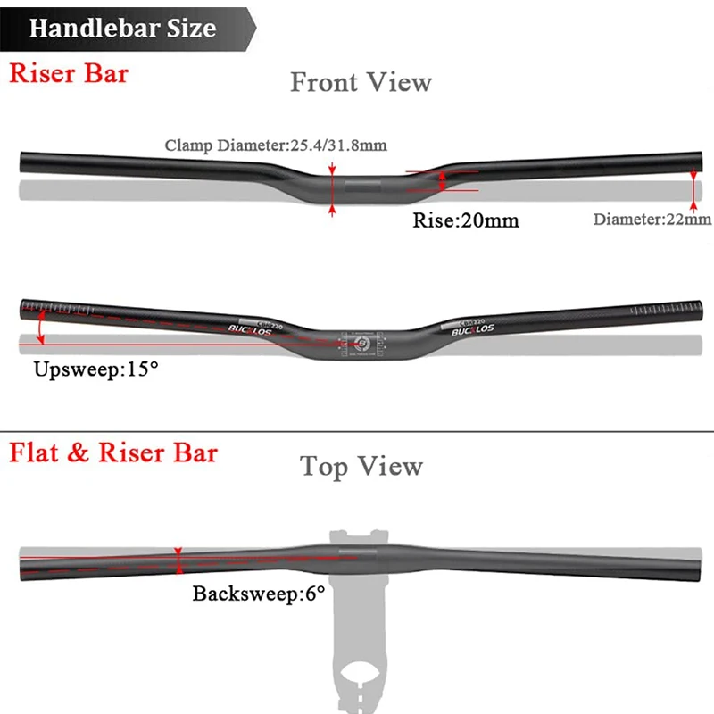 BUCKLOS  ź  ڵ,   ÷  , MTB ڵ,  ǰ, 25.4mm, 31.8mm, 660mm, 720mm, 760mm