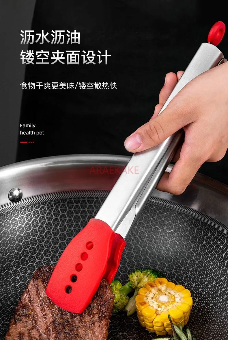 

Кухонный зажим из нержавеющей стали 304, устойчивый к высоким температурам силиконовый зажим, зажим для барбекю и стейка