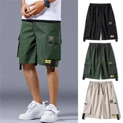 Summer New American Retro Fashion Brand Work Shorts for Men's Pure Cotton Micro Elastic Multi Pocket Casual Capris