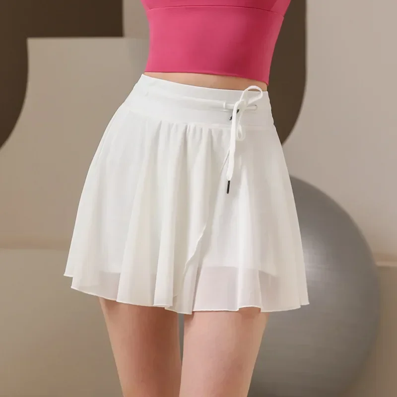 Summer Quick Drying Permeability Tulle Pleated Tennis Skirts Outdoor Workout Sportswear Fashions Light Short Skirt with Liner